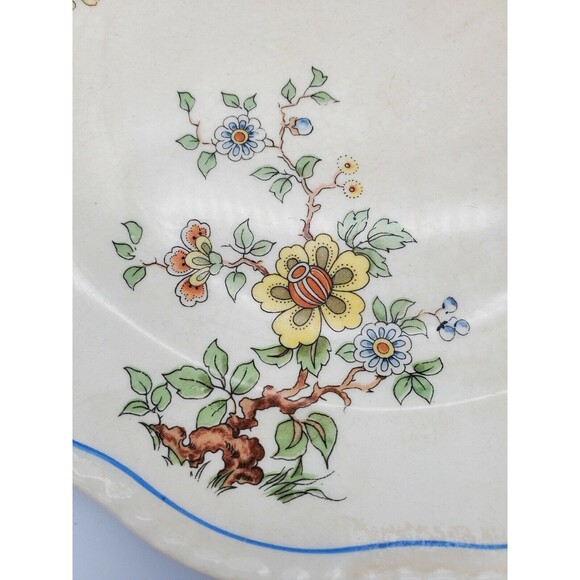 Vintage Steubenville Ivory Scalloped & Beaded 9" Plate Floral Pattern BEAUTIFUL - Picture 7 of 12